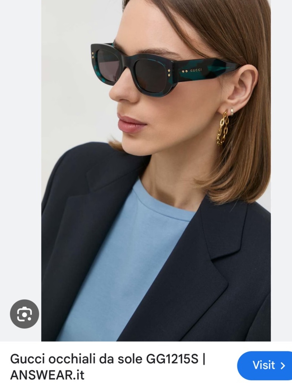 Gucci Dark Green Tortoiseshell Cat-Eye Sunglasses